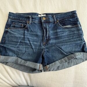 LOFT Denim Cuffed Shorts Women's Size 10 Blue Distressed Rolled Hem‎ Casual
